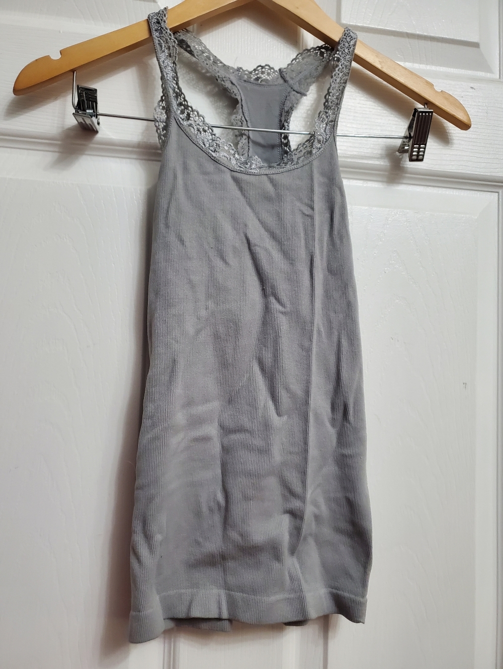 Seductions Lace-Trim Ribbed Grey Camisole - SIZE XS/S